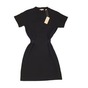 NWT Vince Short Sleeve Tie Waist Black Mini Dress Women's Size S